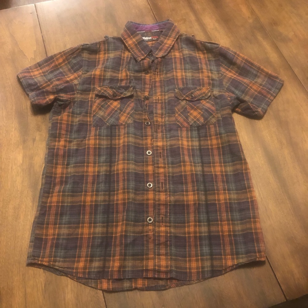 Short Sleeve Button Up Plaid Shirt